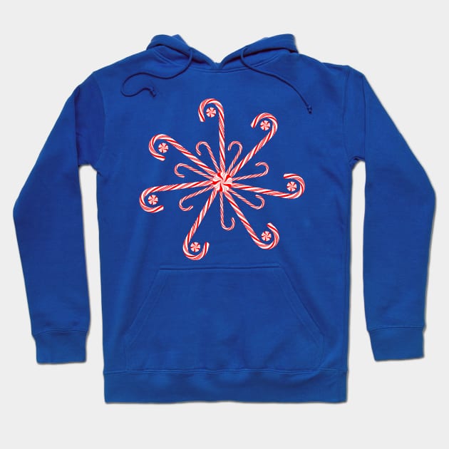 Peppermint Candy Cane Snowflake Hoodie by Art by Deborah Camp